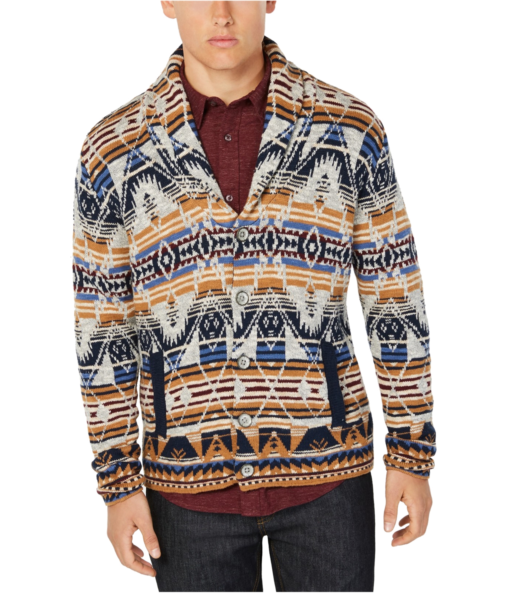 mens geometric cardigan