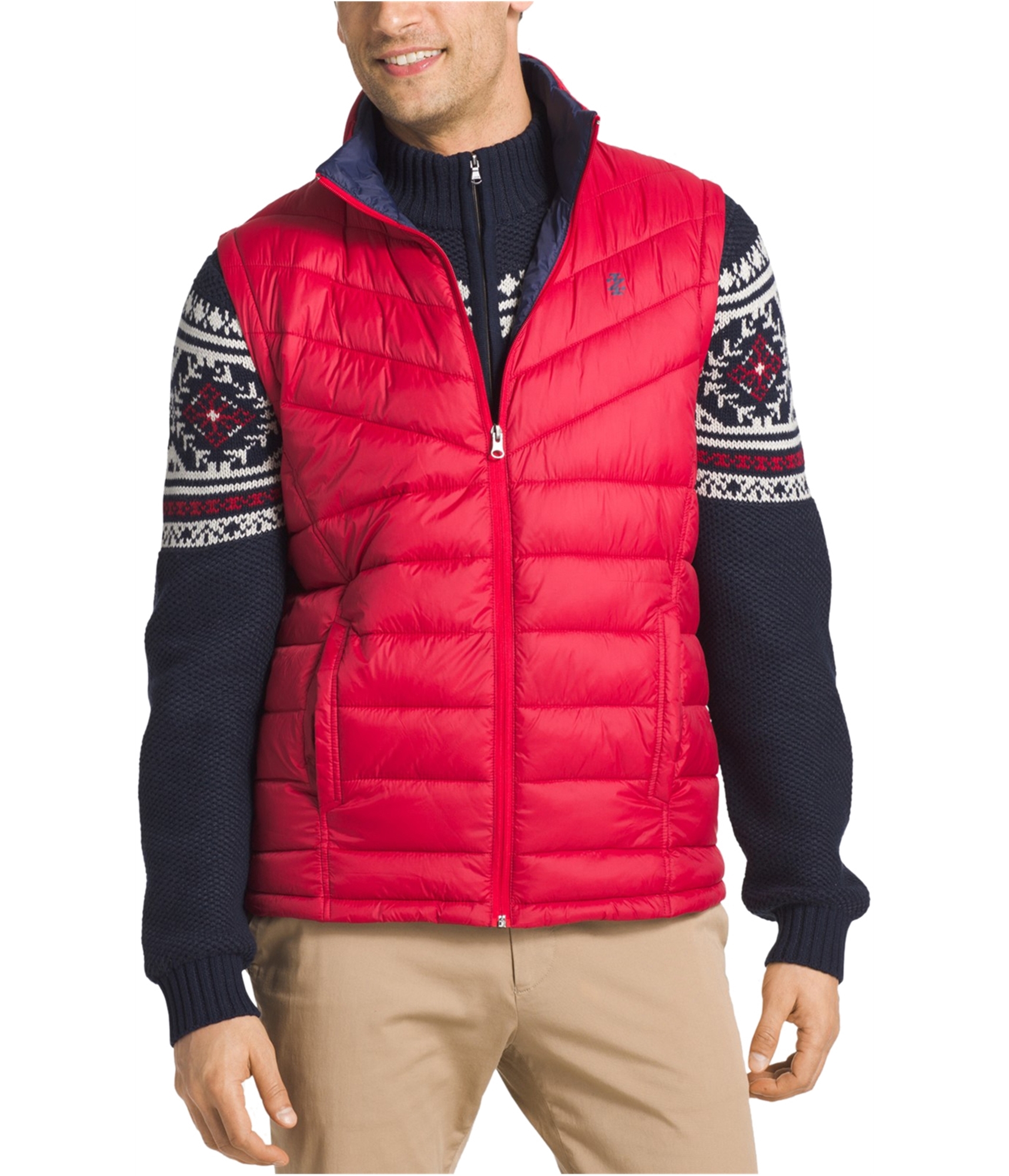 izod men's quilted full zip puffer jacket