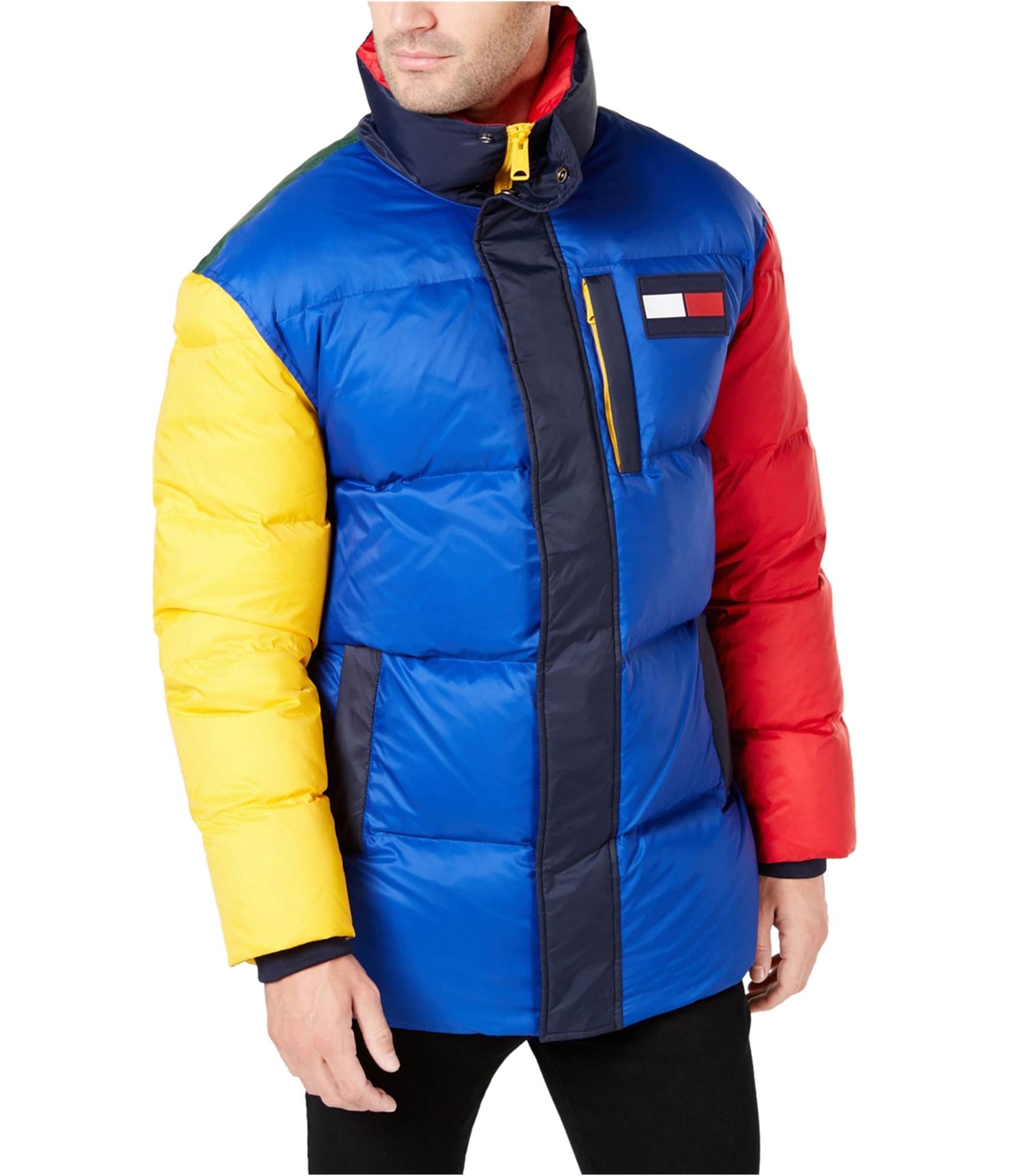 tommy hilfiger color block puffer jacket