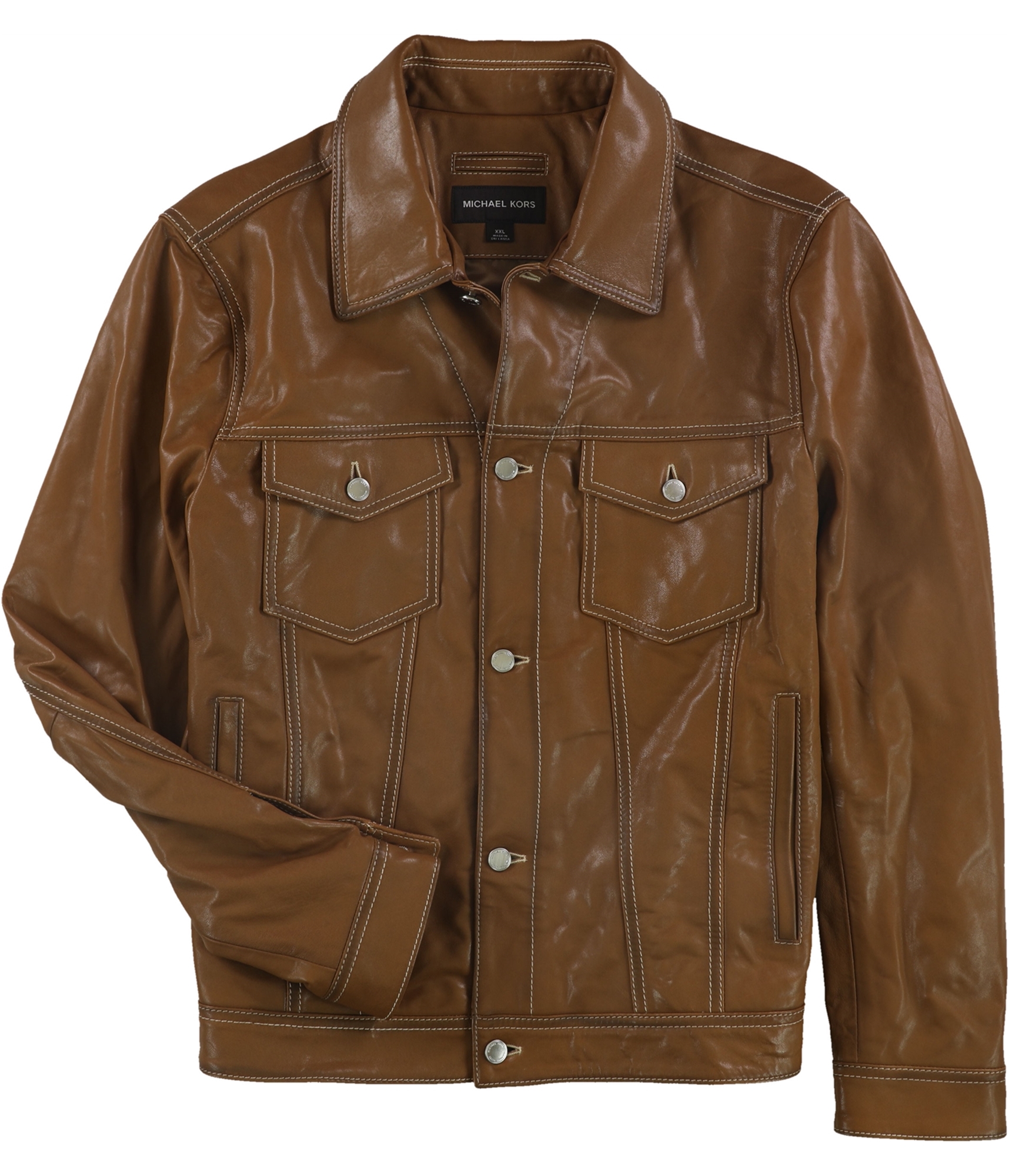 michael kors brown leather jacket mens