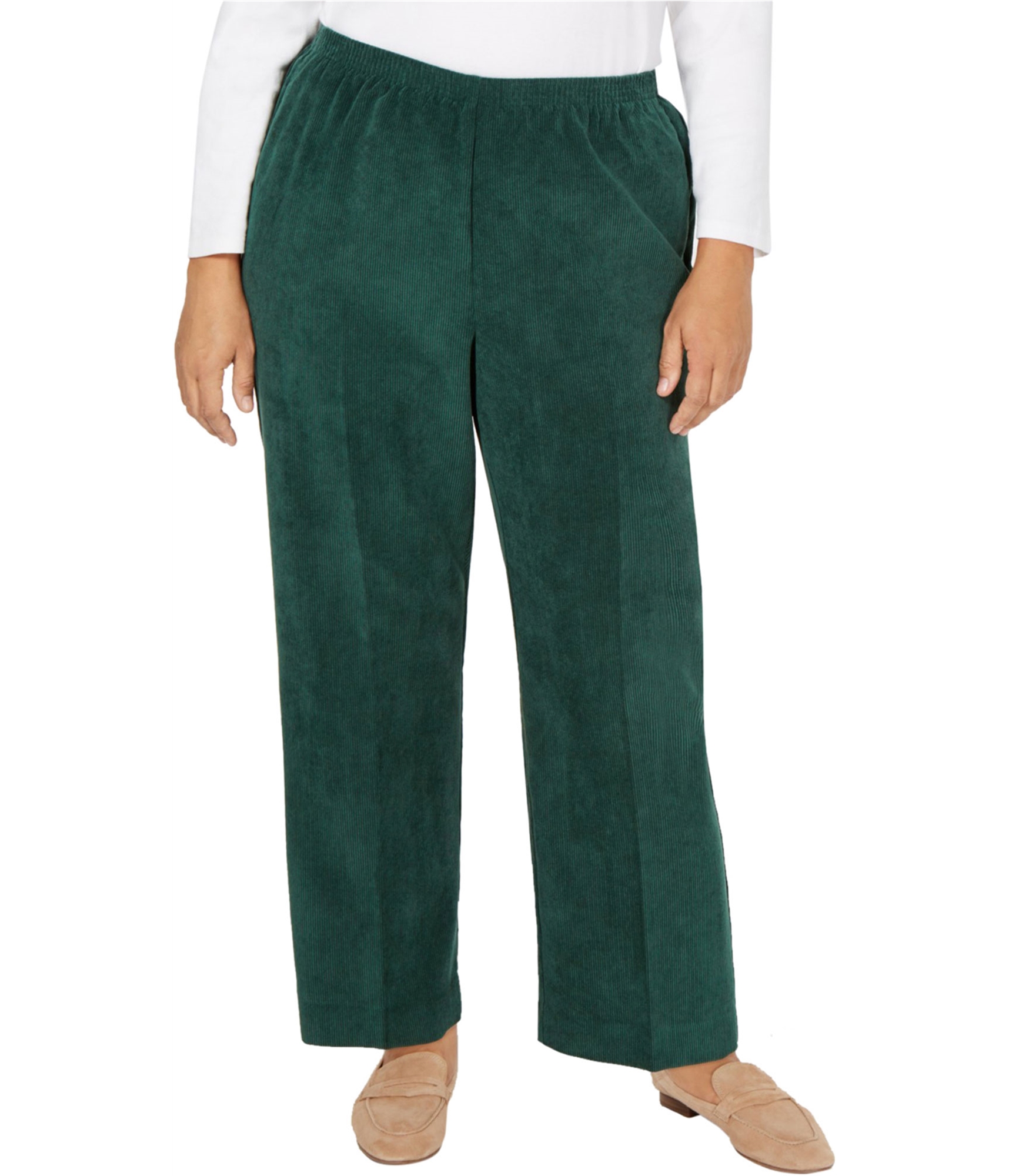 Alfred Dunner Womens Pull-On Casual Corduroy Pants, Green, 20W | eBay