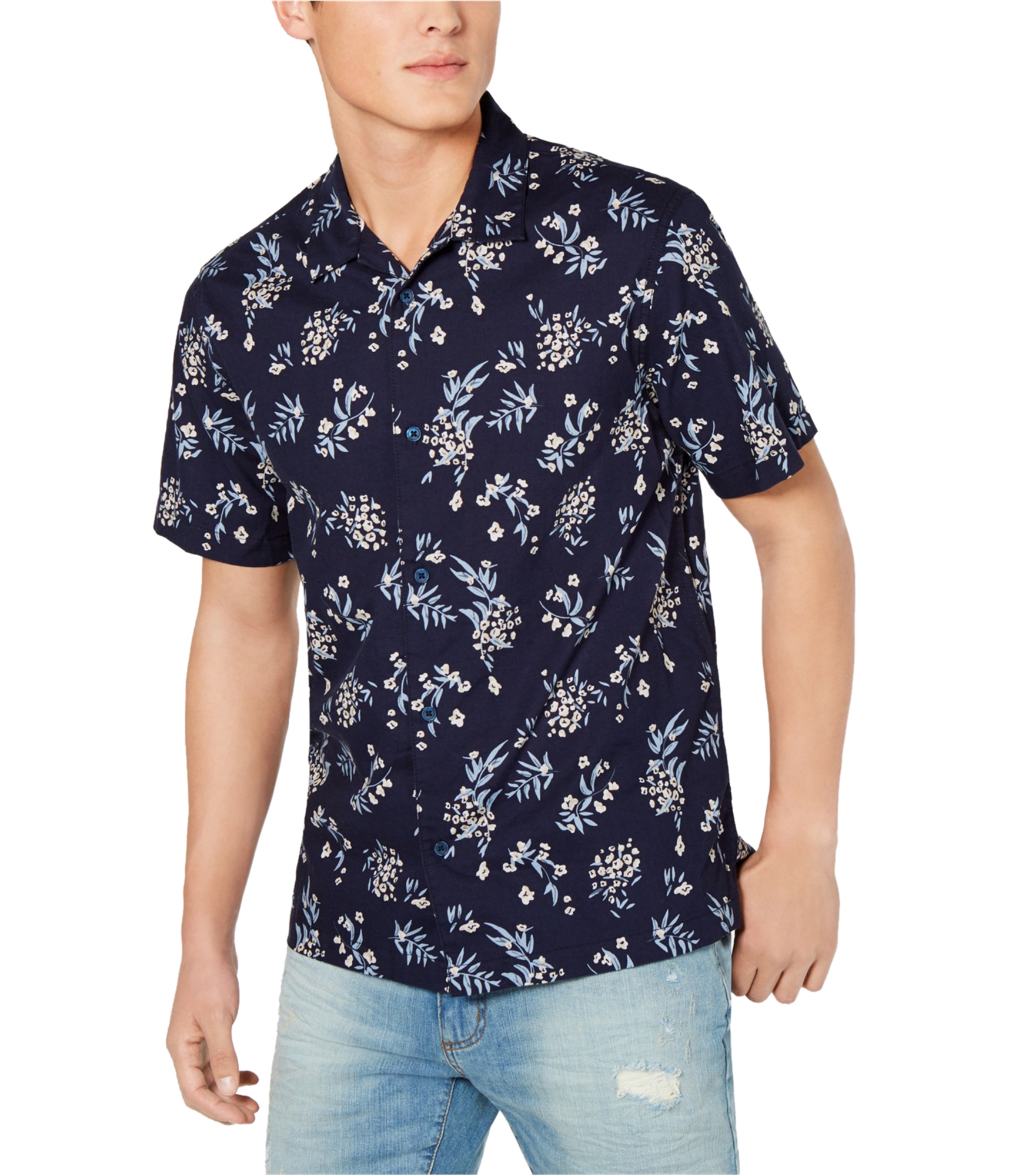 American Rag Mens Floral Button Up Shirt, Blue, Medium 636206839313 | eBay