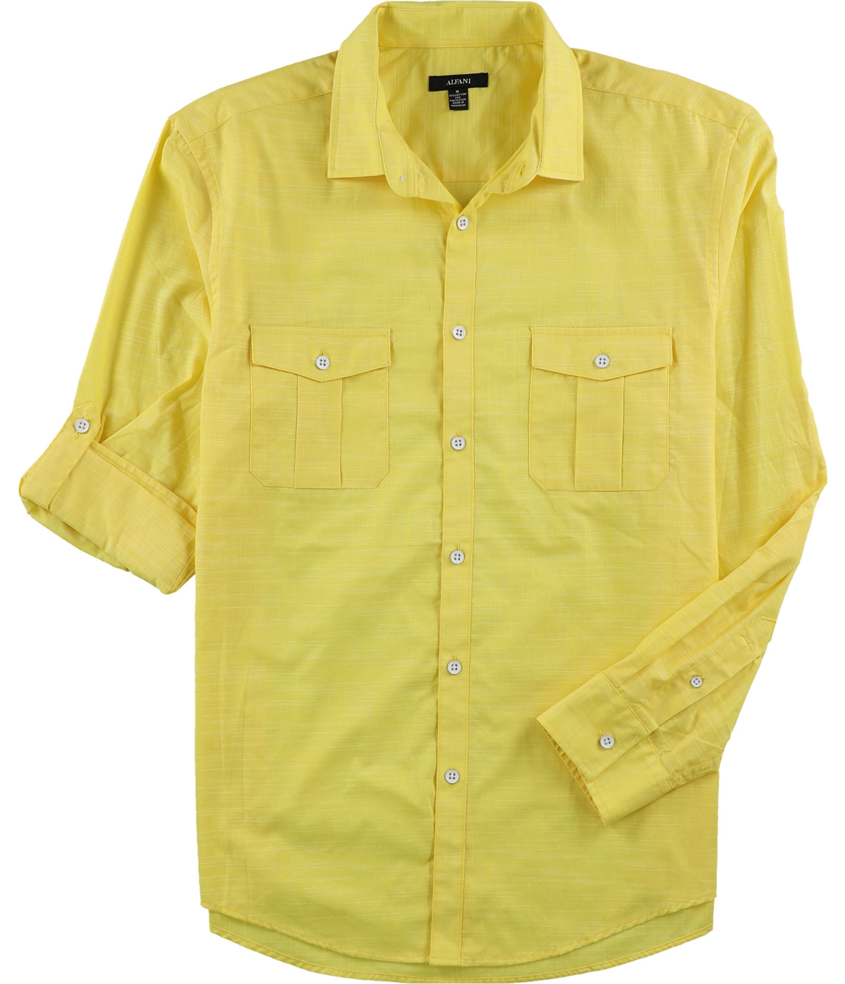 mens yellow button up shirt