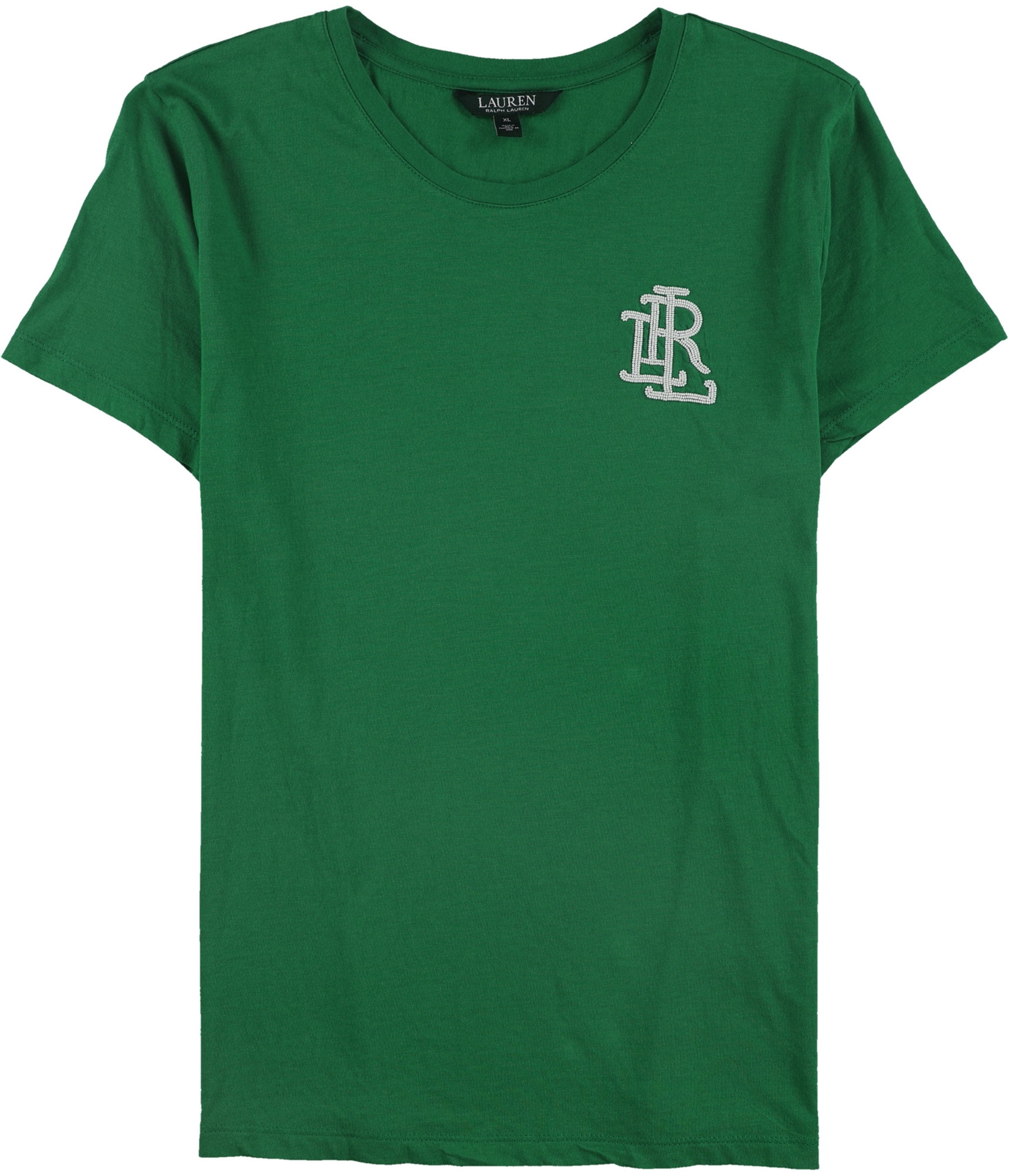 Ralph Lauren Womens Beaded Logo Embellished T-Shirt, Green, X-Large ...