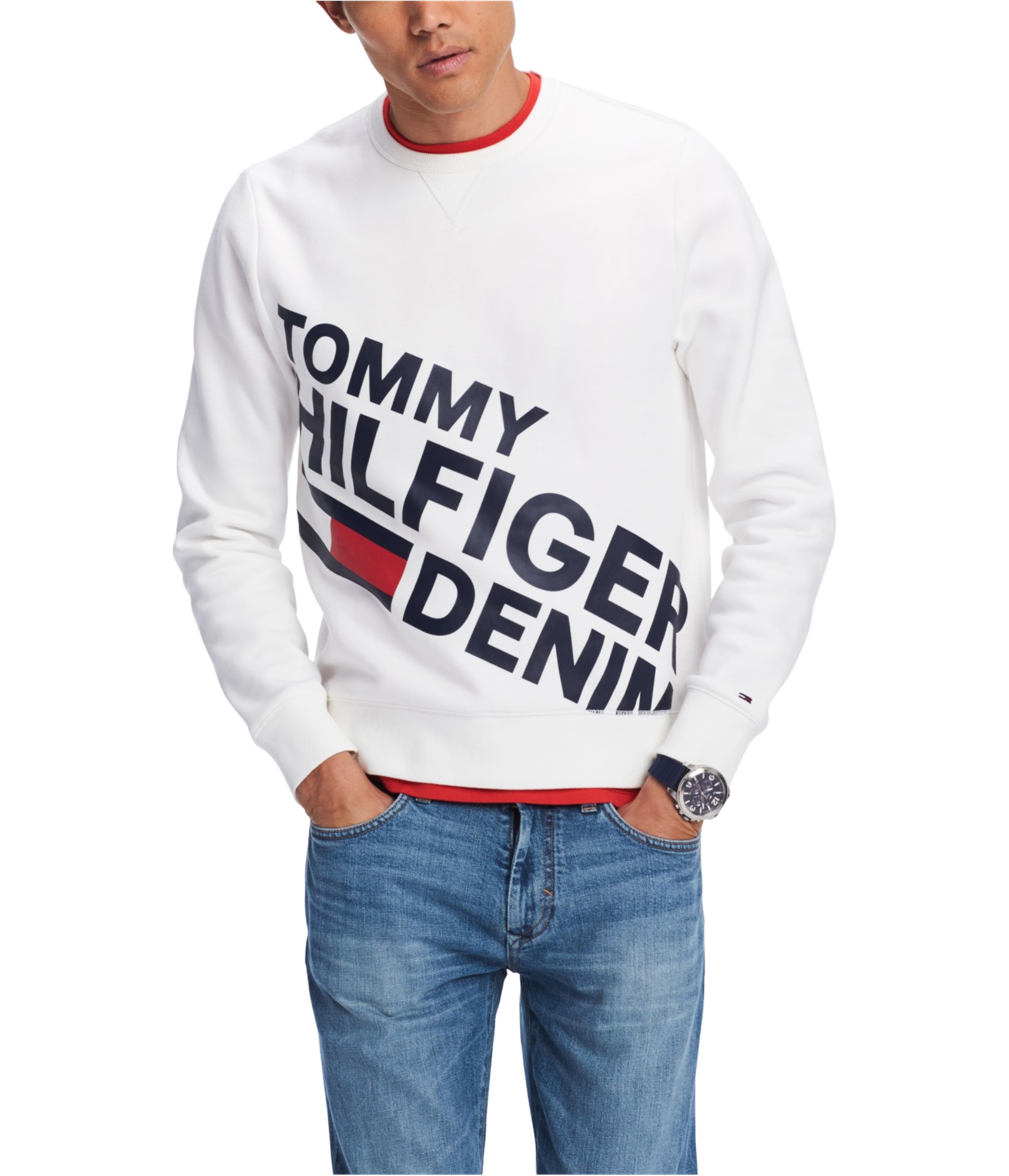 Tommy Hilfiger Mens Tommy Hilfiger Denim Sweatshirt, White, XX-Large | eBay