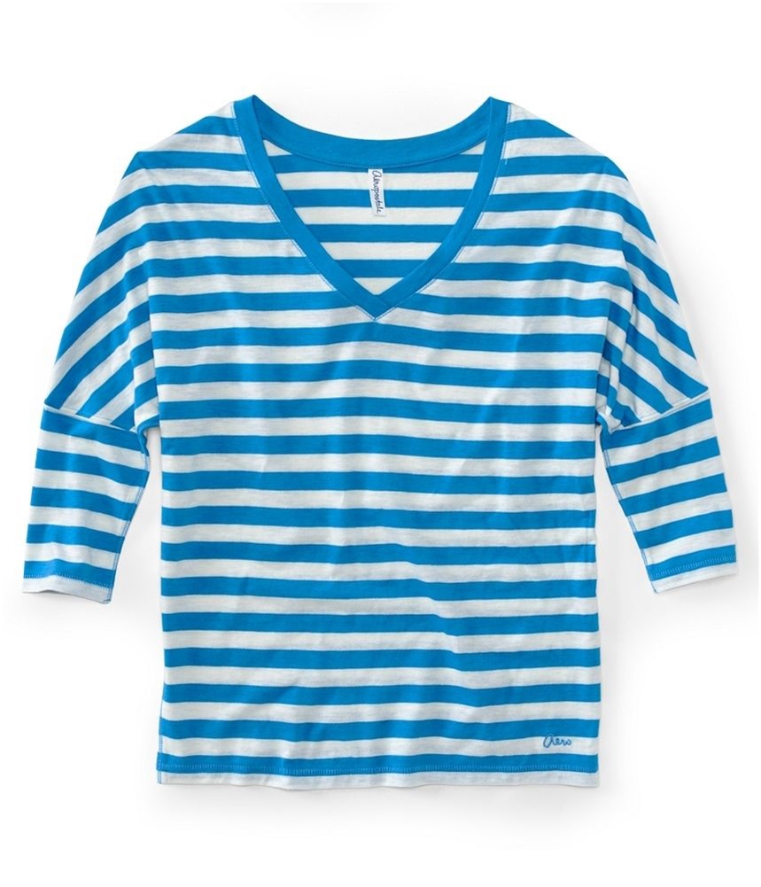 Download Aeropostale Womens V-neck Stripe 3/4 Sleeve Graphic T ...