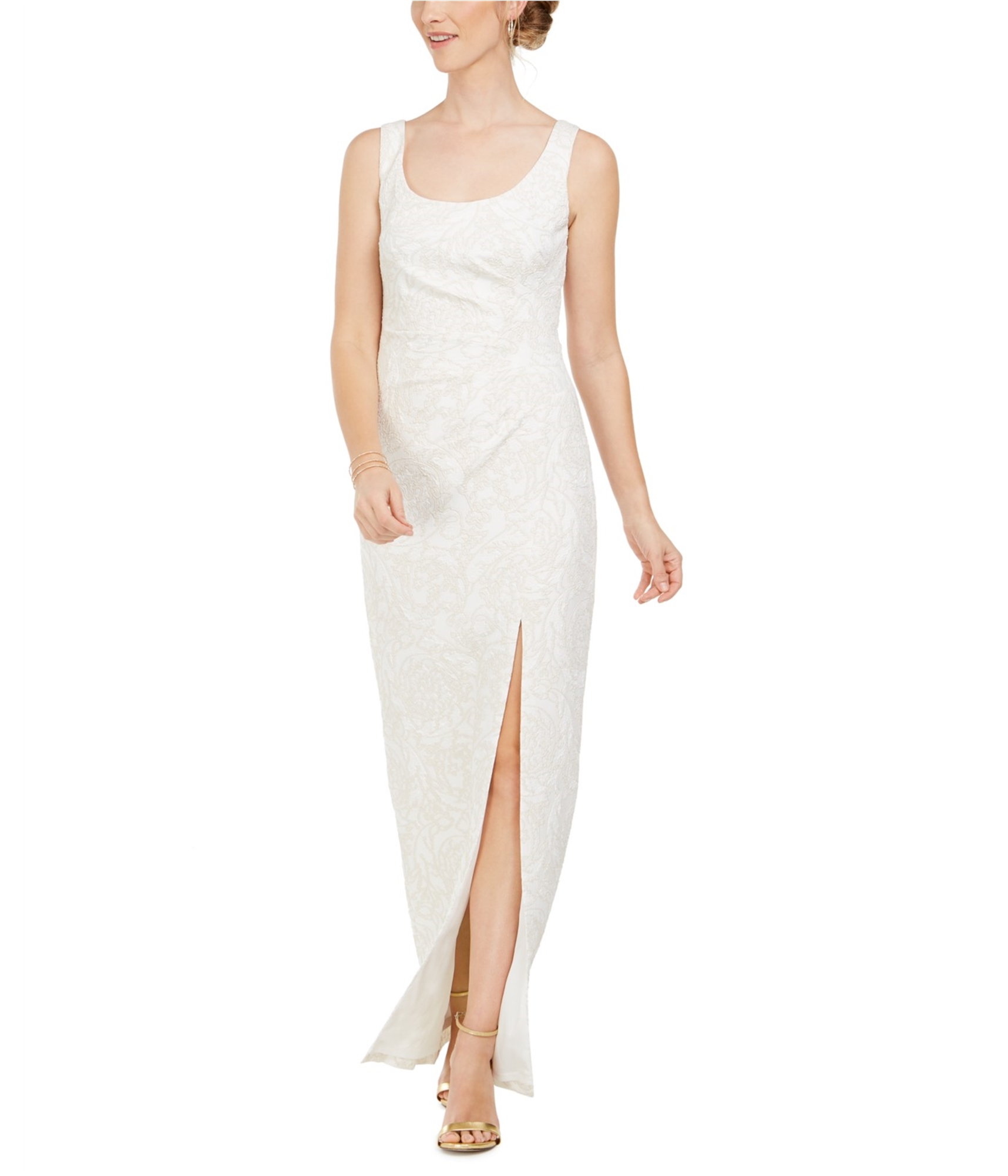 Adrianna Papell Womens Jacquard Gown Dress