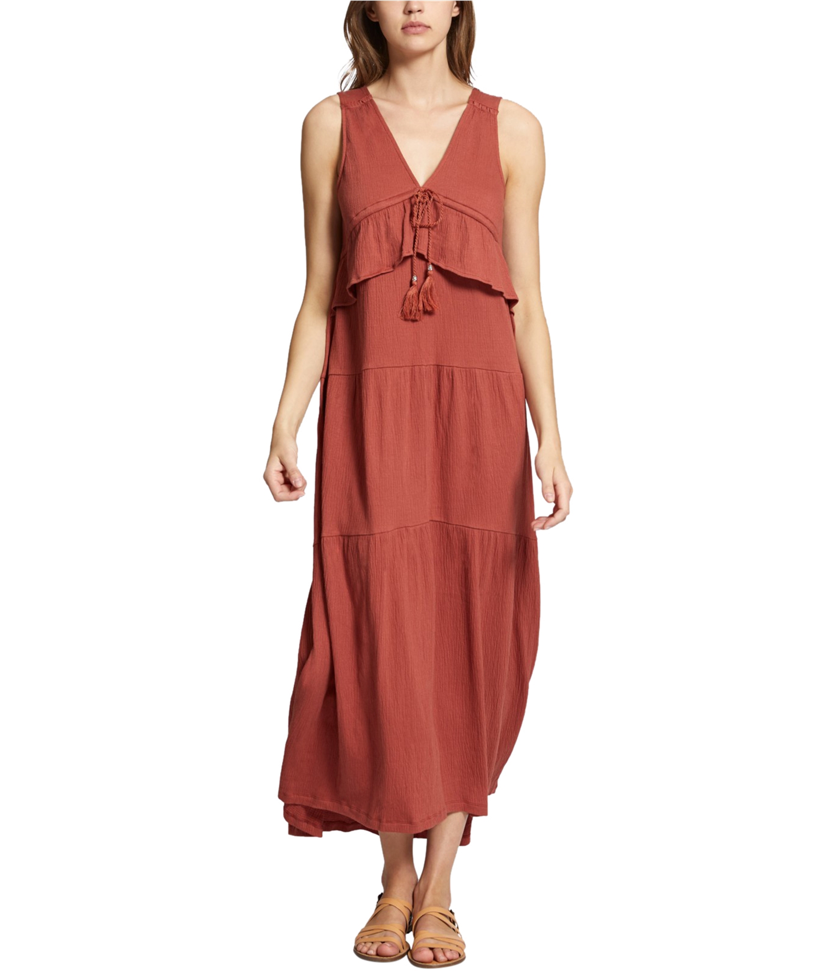 Draped Shirt Dress - Terracotta - Ladies