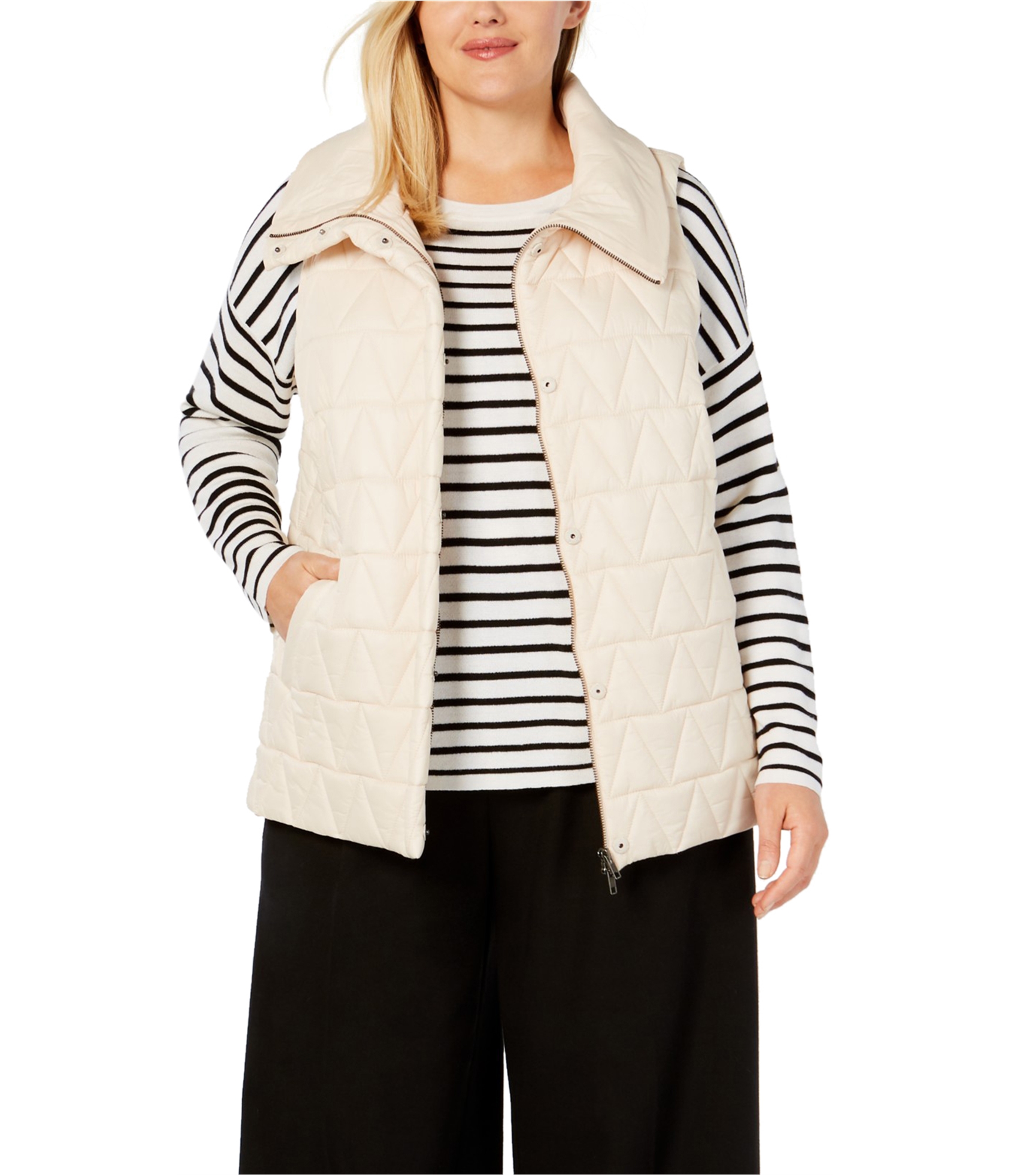 collarless quilted vest