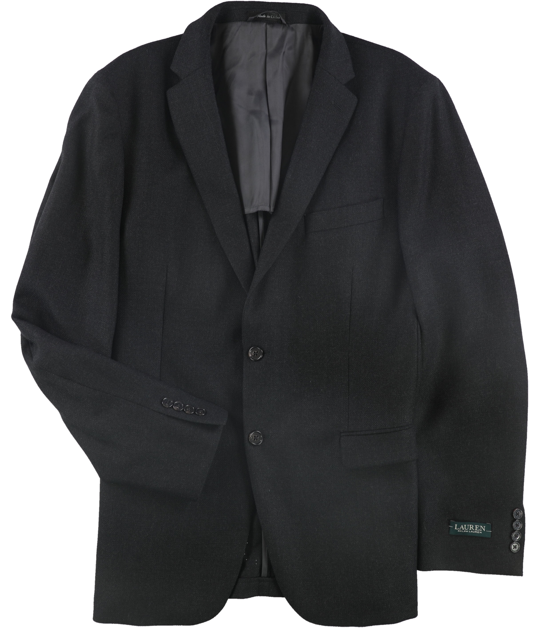 Ralph Lauren Mens Solid Two Button Blazer Jacket, Black, 44 Long | eBay