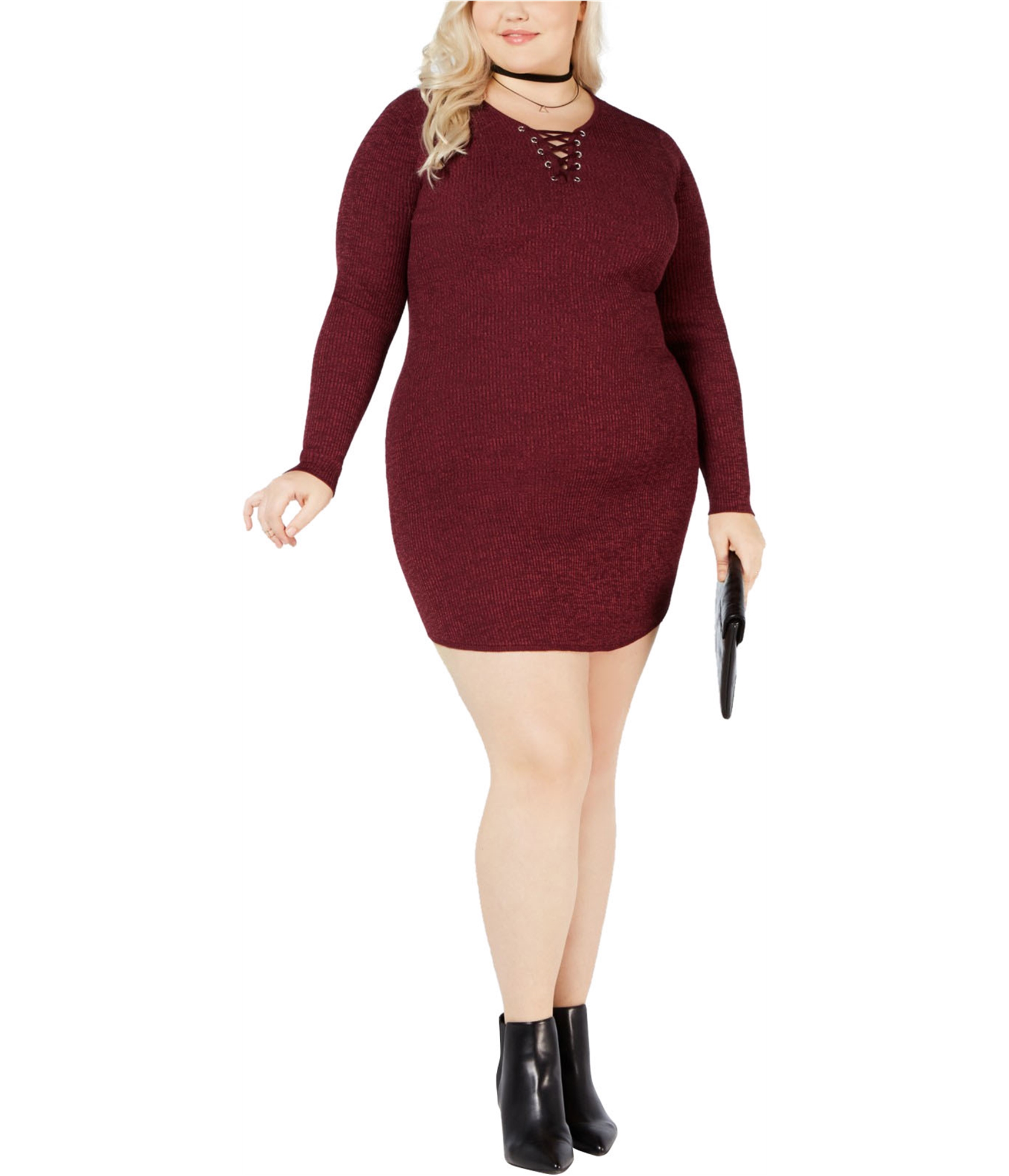 Buy a Derek Heart Womens Lace-Up Sweater Dress