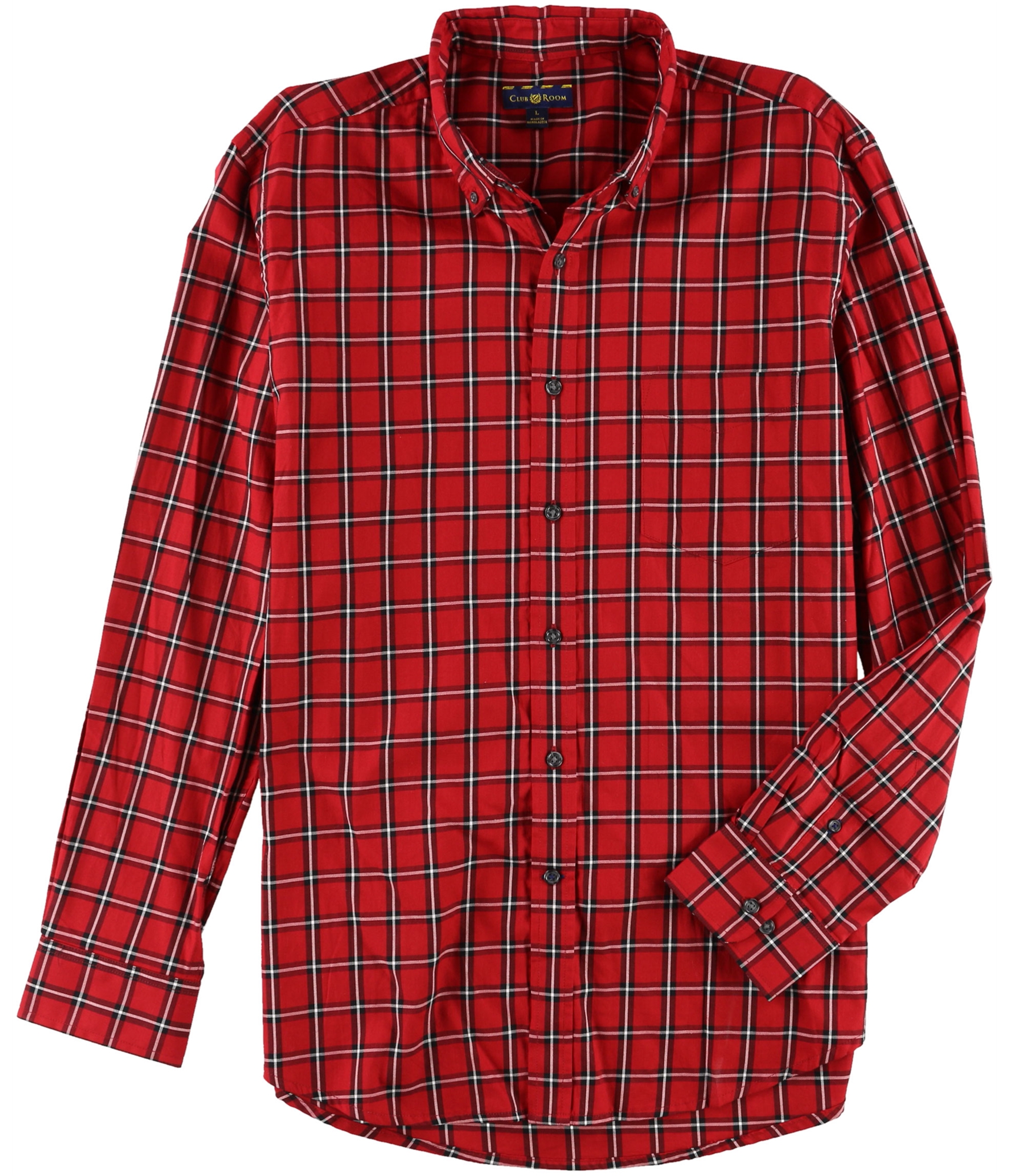 red and black plaid button up shirt