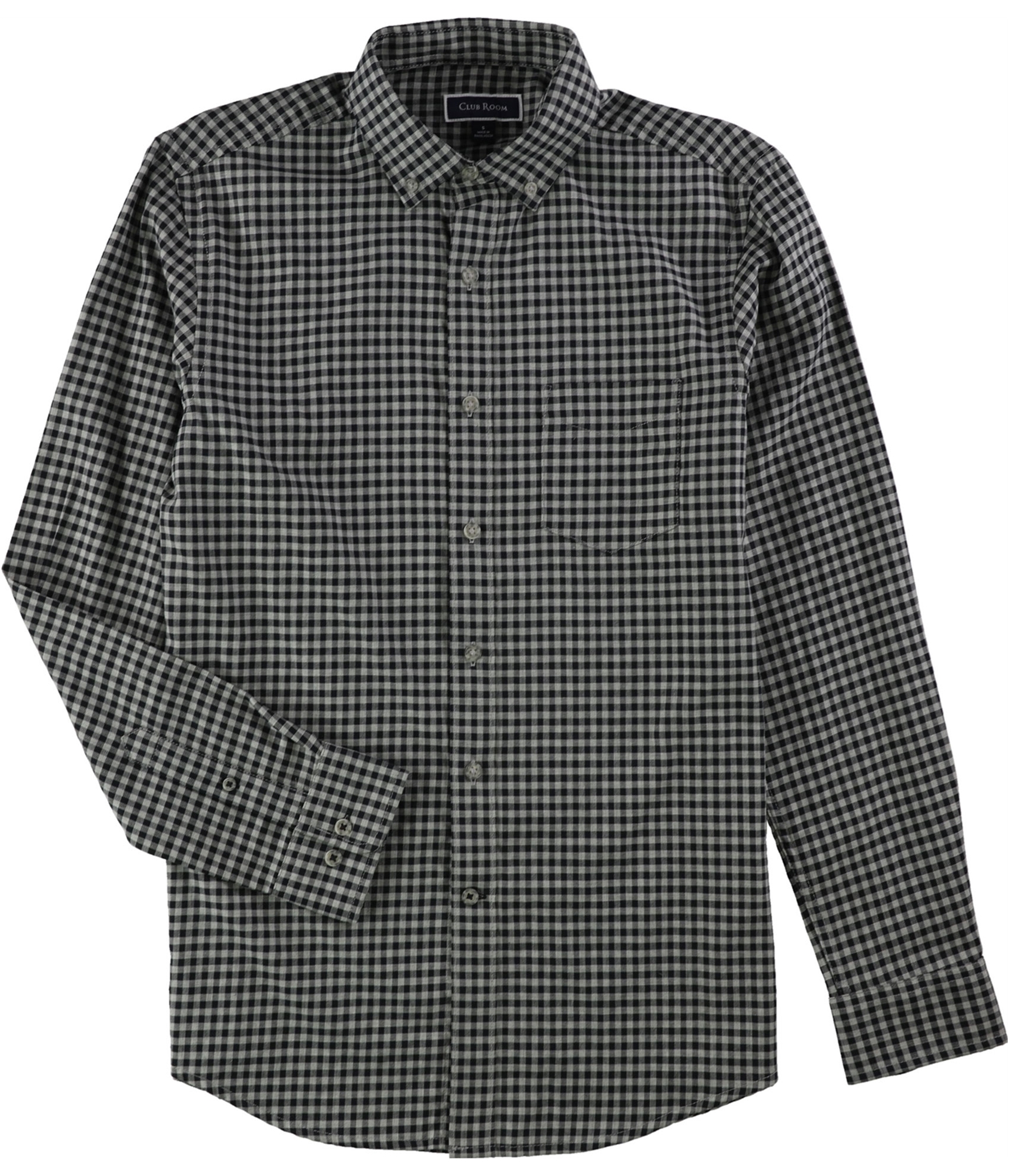 Club Room Mens Checkered Button Up Shirt, Grey, Small | eBay