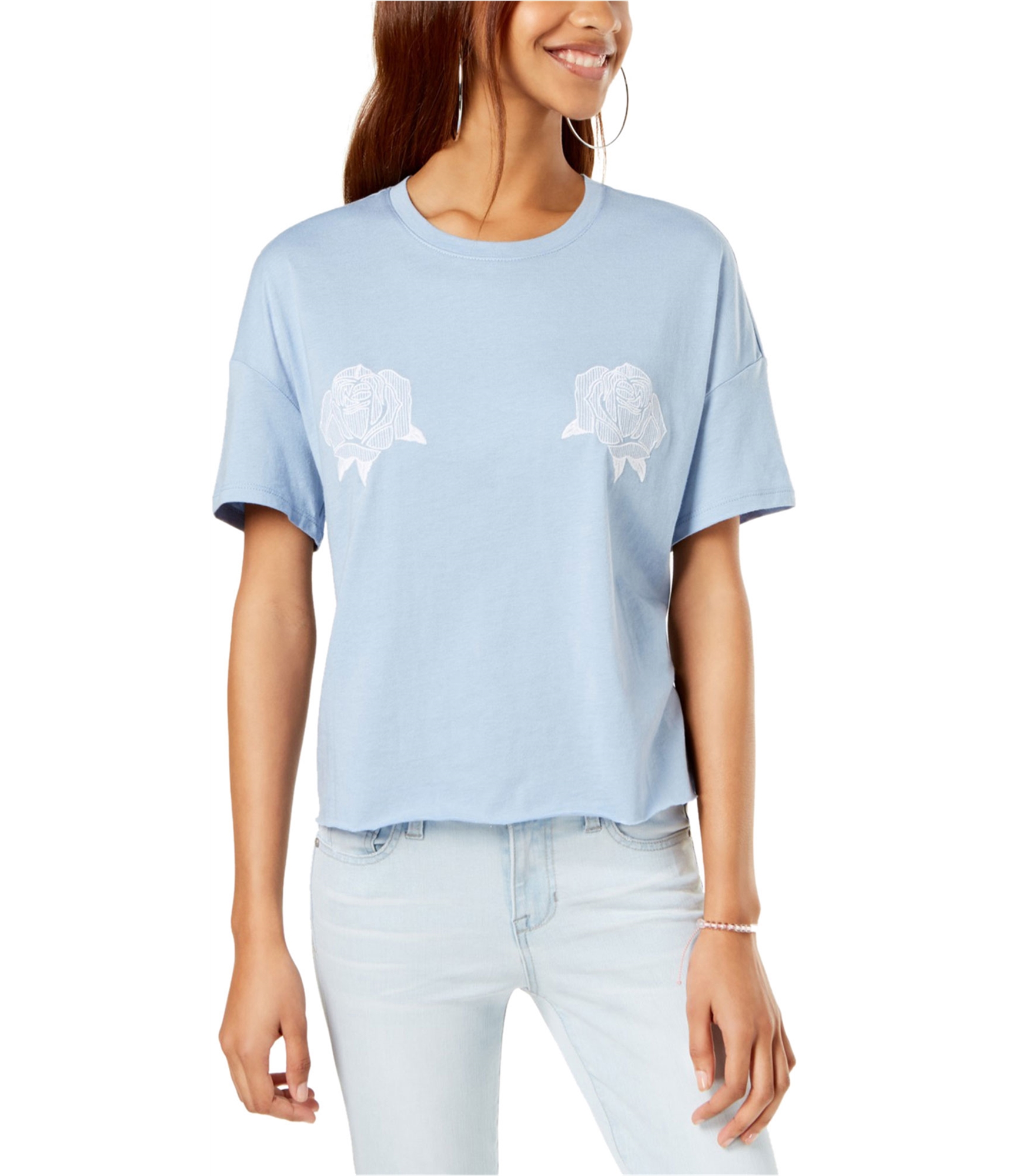 Carbon Copy Womens Embroidered Basic T-Shirt